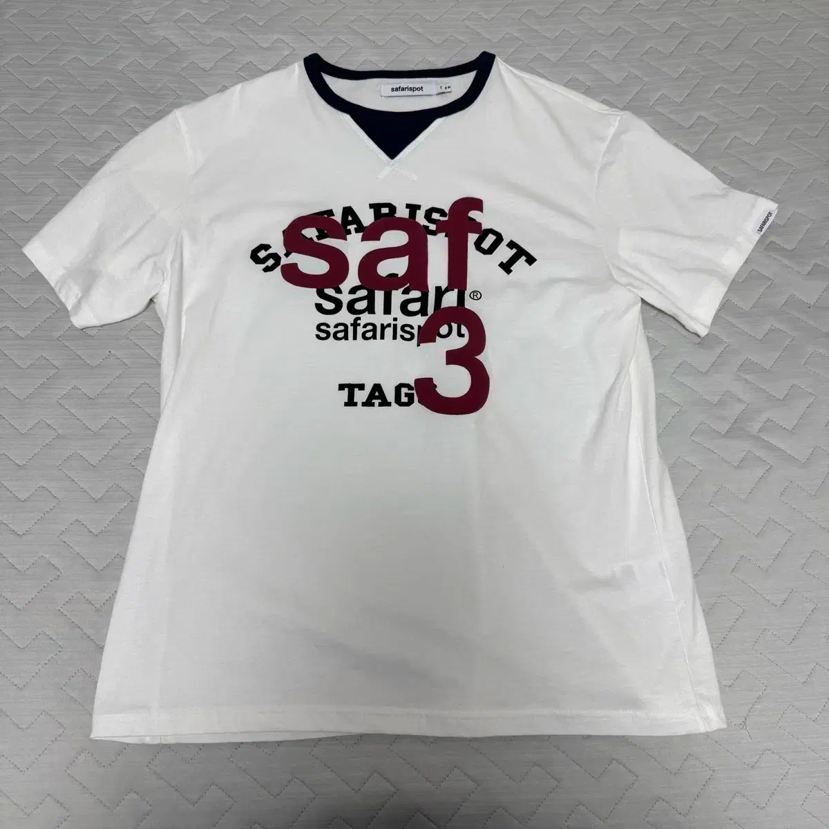 Safarispot TICKETING STRIPE BORDER TEE-GREY on Bunjang